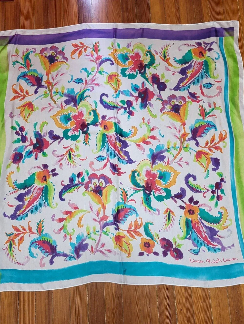 Vintage Lauren Ralph Lauren Silk? Floral Paisley Scarf Large 42